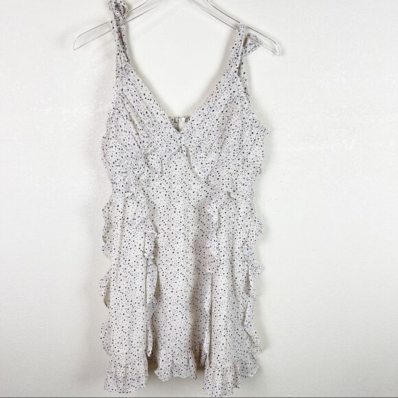 Storia Smocked Ruffle Star Print Mini Dress Medium - Picture 1 of 9